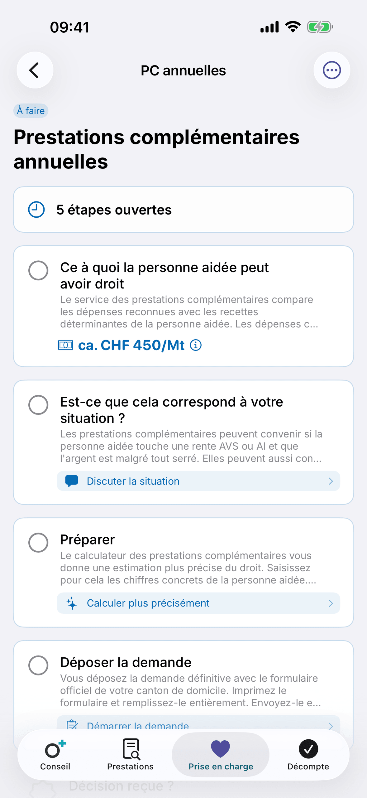 Ton plan avec les étapes et le droit estimé